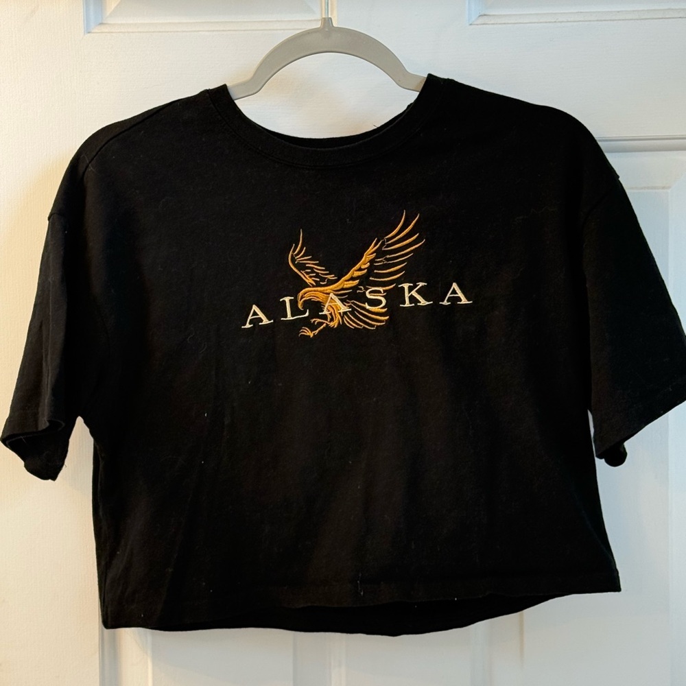 Forever 21 Black Alaska Crop Top with Eagle Design